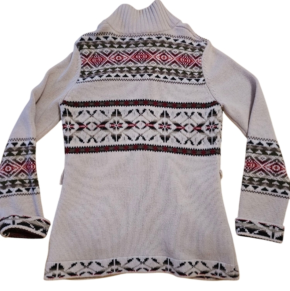 Eddie Bauer Merino Wool Cashmere Blend Nordic Fair Isle Cardigan M - Picture 3 of 11